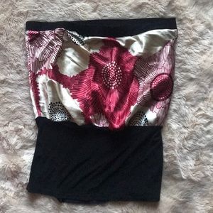 Silk burgundy and black halter top